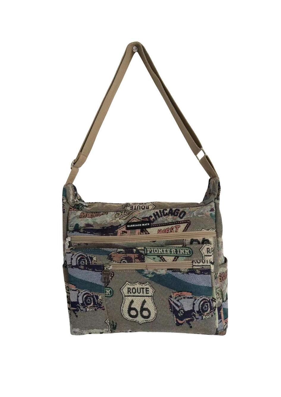 NEW ROUTE 66 unisex tapestry crossbody bag in beige
